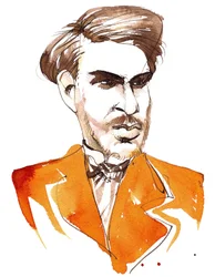 Sergei Taneyev (compositor ruso, 1856-1915) caricaturizado como un joven